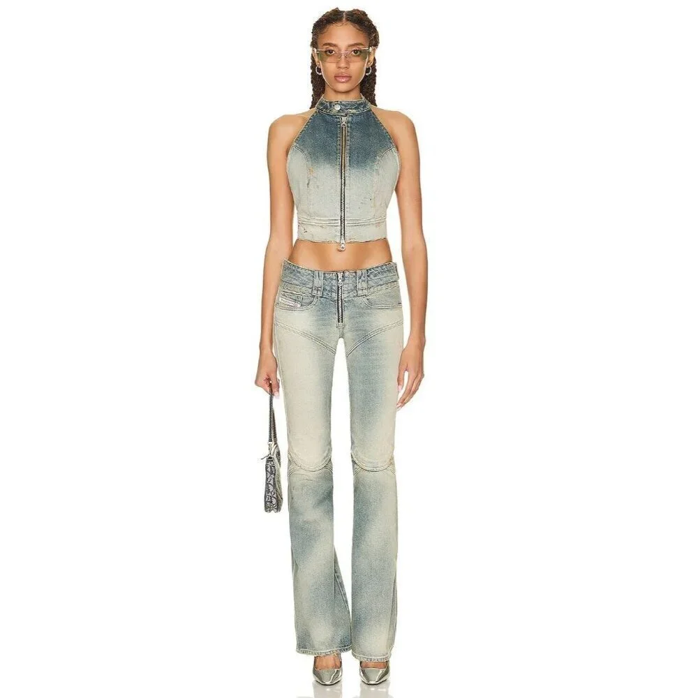 Diesel Belthy Bootcut Flare Low Rise Jeans in Blue 28 Womens Denim Pants - Picture 2 of 15